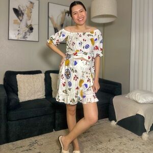 Prima Co-ord Set | Matching Top & Skort | Semi Cropped Top | WHITE